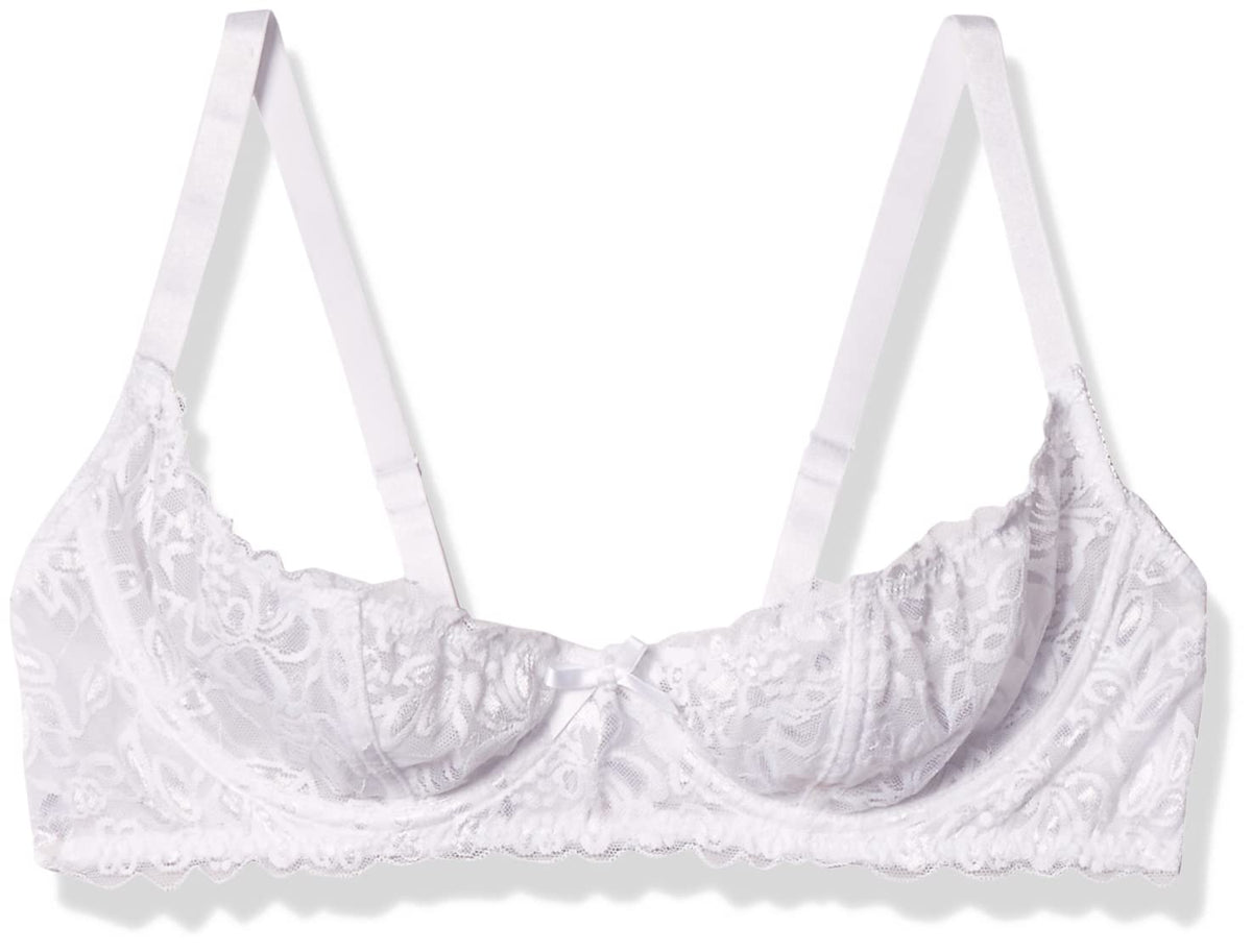Dreamgirl Sujetador con Aros y Copas Abiertas de Encaje Sujetador para Mujer - Blanco - 42
