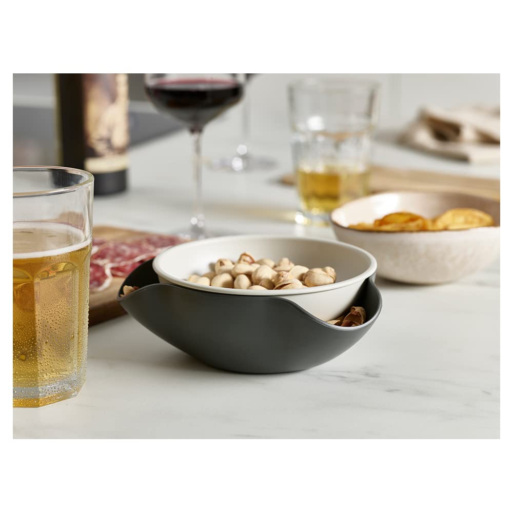 Joseph Joseph 20156 Double Dish Pistachio Bowl and Snack Serving Bowl, Gray