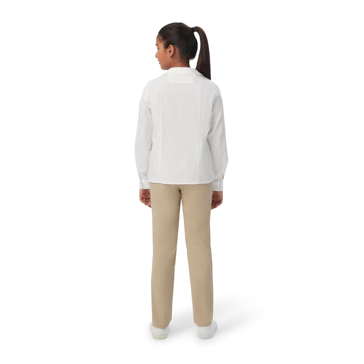 French Toast Camisa Tejida de Manga Larga con Cuello Peter Pan (estándar y Plus) Blusa para Niñas