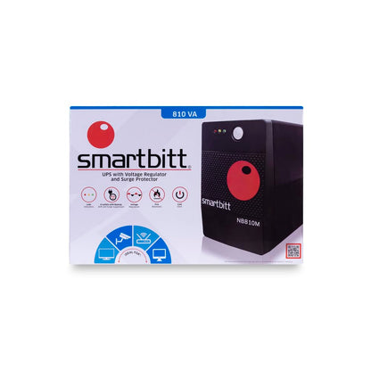 Smartbitt No Break Interactivo de 810 VA / 405 W con 6 Contactos, Negro, SBNB810M