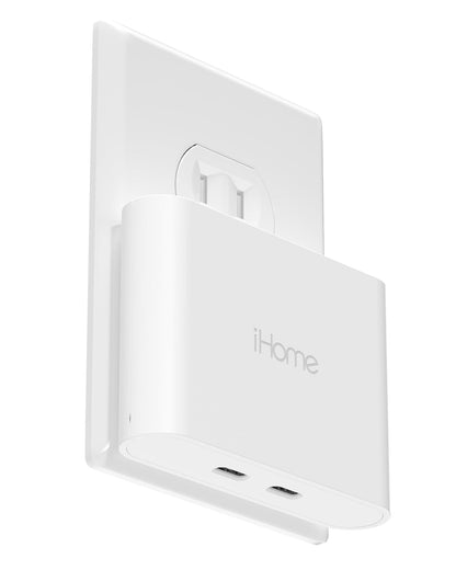 iHome AC Pro Cargador de Pared USB-C 36W Doble Puerto - White