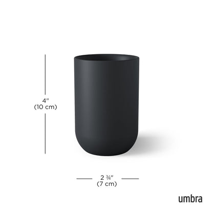 Umbra Junip Vaso para baño | Construcción de vidrio con peso, sostiene cepillos de dientes o agua de enjuague, tamaño ecológico, colección de