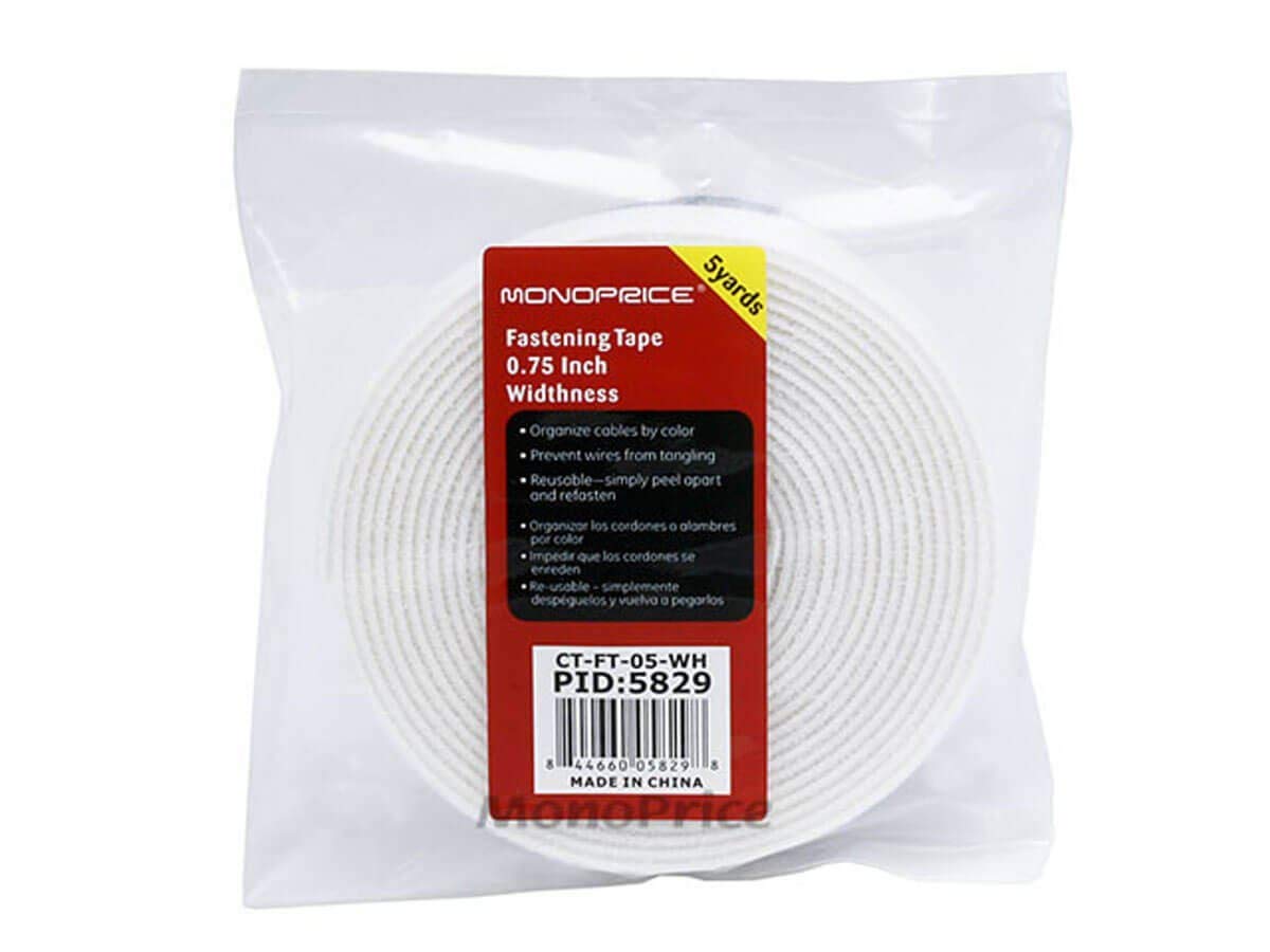Monoprice 3-Pack Hook & Loop Fastening Tape 5 yard/roll, 0.75-inch - White
