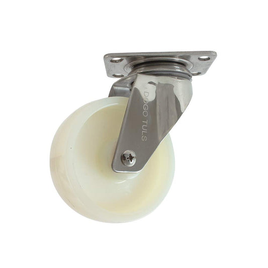 DOGOTULS ZF5164 Rodaja de Acero Inoxidable con Rueda de Nylon Giratoria 4"