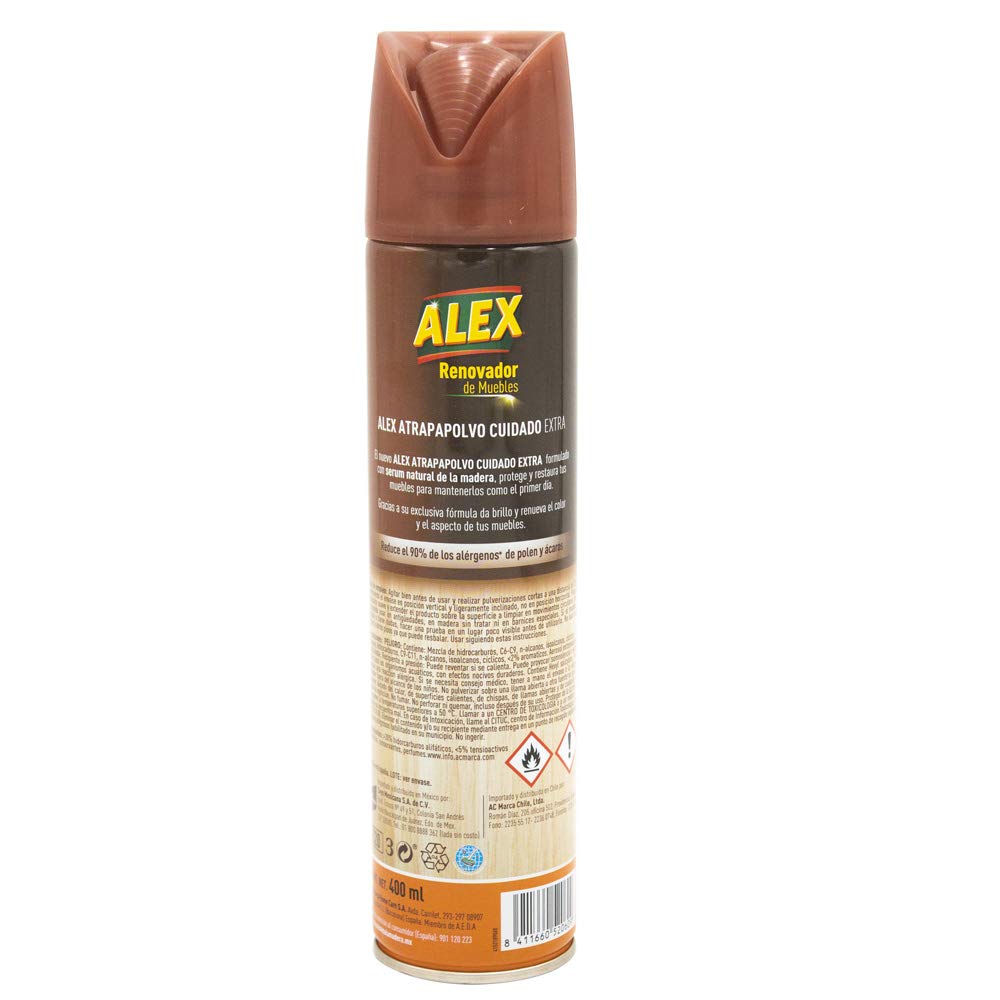 RENOVADOR MUEBLES CUIDADO EXTRA ALEX MADERA CON SERUM 400ML, 2 UNIDADES