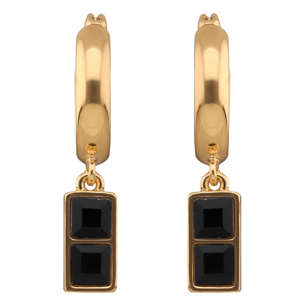 DKNY Aretes Rectangular Dorado | Para mujer, tamaño mediano, color dorado, cierre tipo gancho francés, familia Paige, 1 par