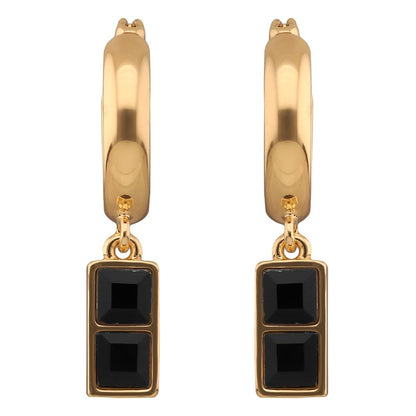 DKNY Aretes Rectangular Dorado | Para mujer, tamaño mediano, color dorado, cierre tipo gancho francés, familia Paige, 1 par