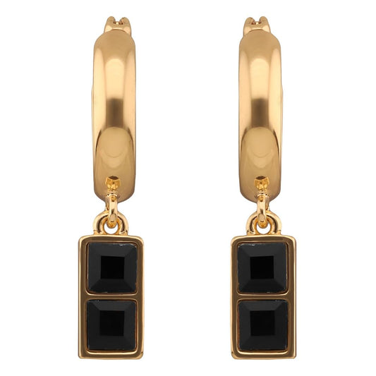DKNY Aretes Rectangular Dorado | Para mujer, tamaño mediano, color dorado, cierre tipo gancho francés, familia Paige, 1 par