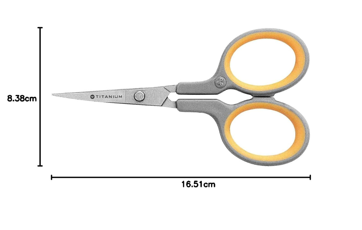 Westcott - Tijeras de bordado de 4 pulgadas con hojas de titanio para manualidades, costura y más, gris/amarillo