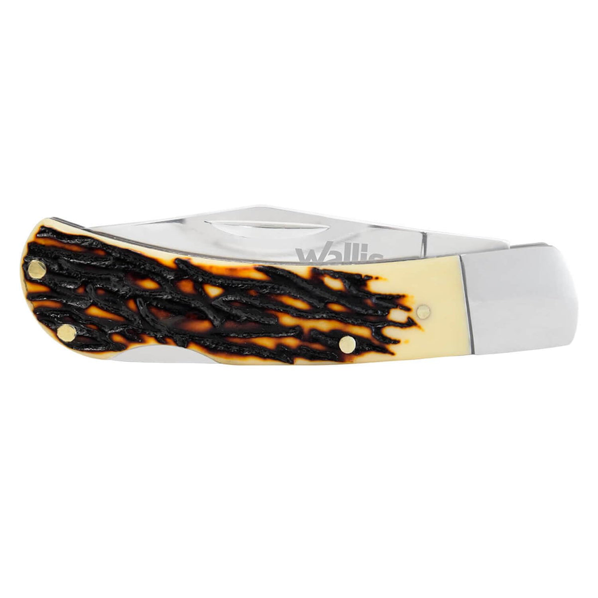 Navaja Wallis K901494 | Hoja Lisa Acero Inoxidable 3CR13, Mango Tipo Cuerno de Venado, Bloqueo Manual Push, 52 HRC