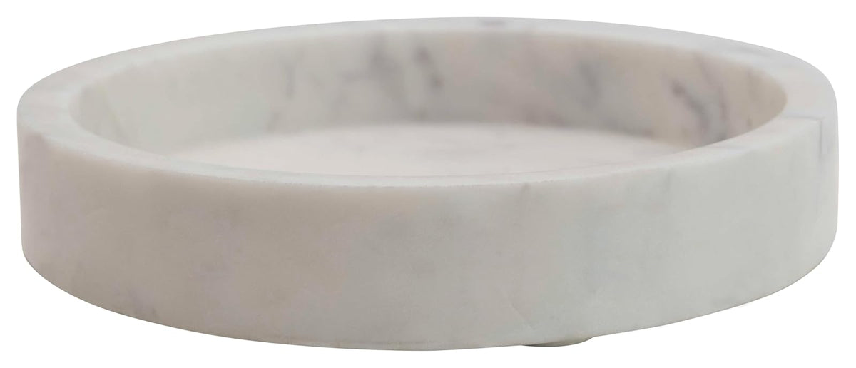 Creative Co-Op - Bandeja de mármol Tallada Redonda o Tabla de charcutería, Color Blanco