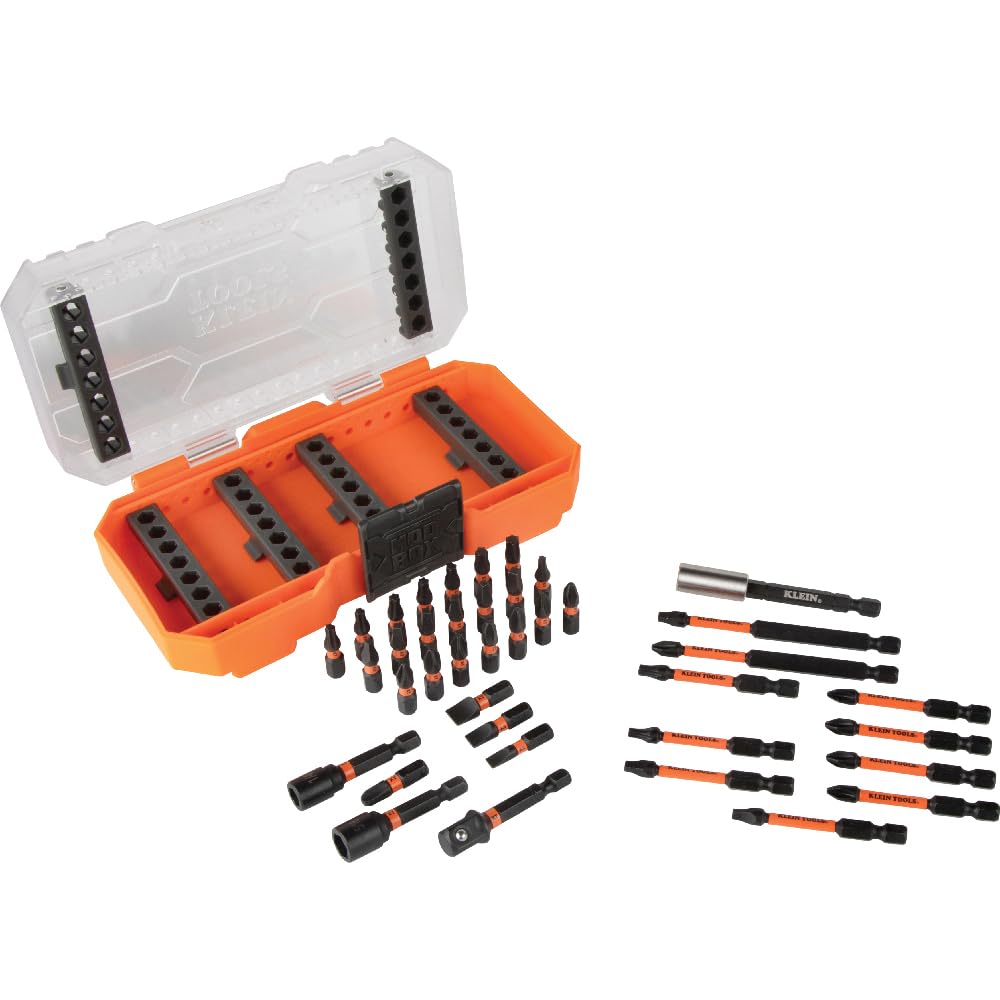 Klein Tools 33801 Juego de brocas de impacto con destornilladores de tuercas magnéticas, ProFlex S2 Steel Phillips, ranuradas, cuadradas, brocas TORX con funda, compatible con MODBox, 40 piezas