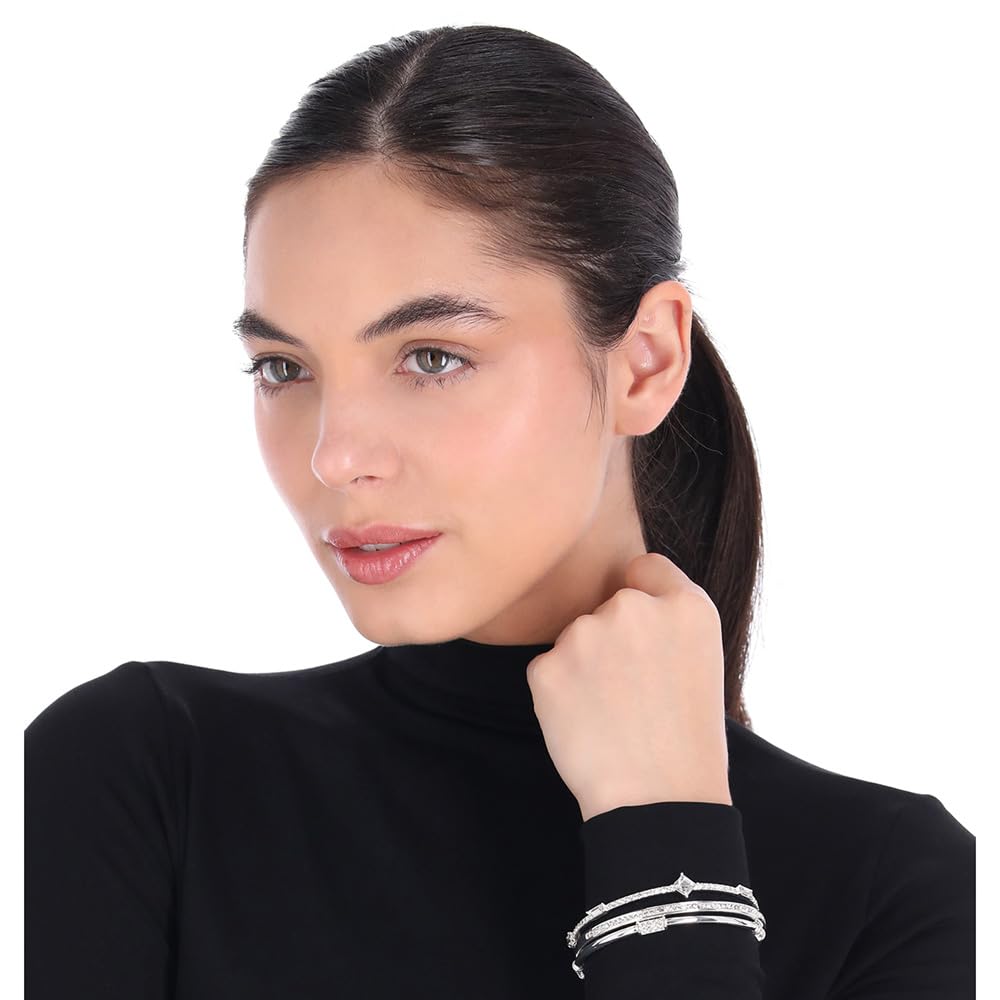 Nine West Box Set Pulsera Plateado Multiniveles para Mujer