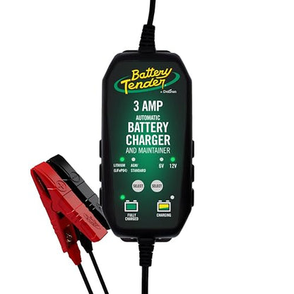 Battery Tender - Cargador y mantenedor de batería de 3 amperios – Automático Inteligente conmutable de 12 V o 6 V para Automóviles, SUV y Camiones, Cargador de batería de Plomo, AGM, Gel y Litio –