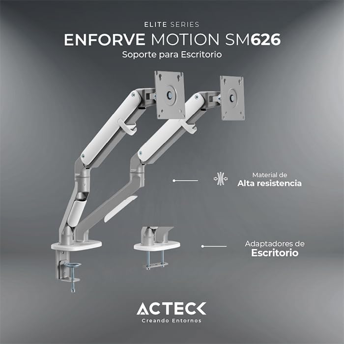 Brazo articulado doble para Monitores ACTECK ENFORCE MOTION SM626 hasta 32" Ajustable AC-936552