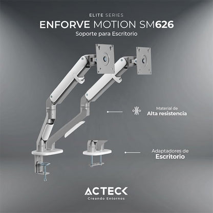 Brazo articulado doble para Monitores ACTECK ENFORCE MOTION SM626 hasta 32" Ajustable AC-936552