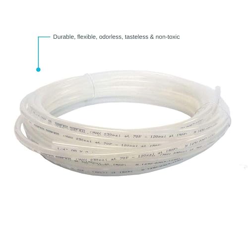 John Guest - Tubo LLDPE de 1/4 pulgadas x 25 pies, tubo de agua flexible para fontanería, natural, PE-08-BI-025F-N