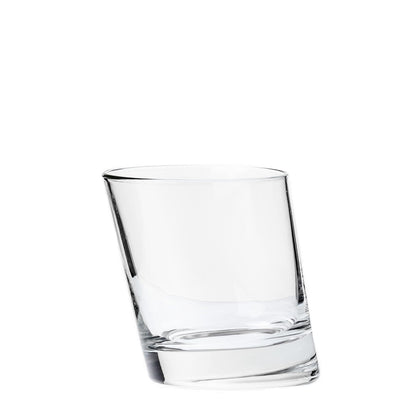 Borgonovo Pisa - Juego De 6 Vasos De Vidrio De 280 Ml. Vaso Inclinado Transparente de Cristal para Restaurantes, Fiestas, Bodas, Para Agua, Té, Helado, Cerveza, Jugo, Coctél, Limonada Set de 6 piezas
