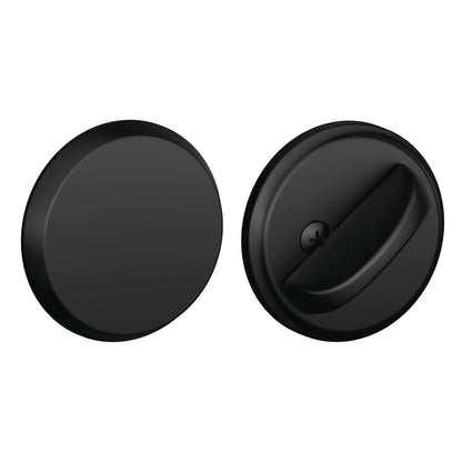 Schlage B81 – una sola cara, cerradura residencial con pestillo giratorio y placa exterior, negro mate
