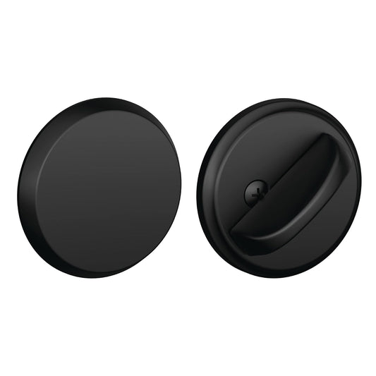 Schlage B81 – una sola cara, cerradura residencial con pestillo giratorio y placa exterior, negro mate