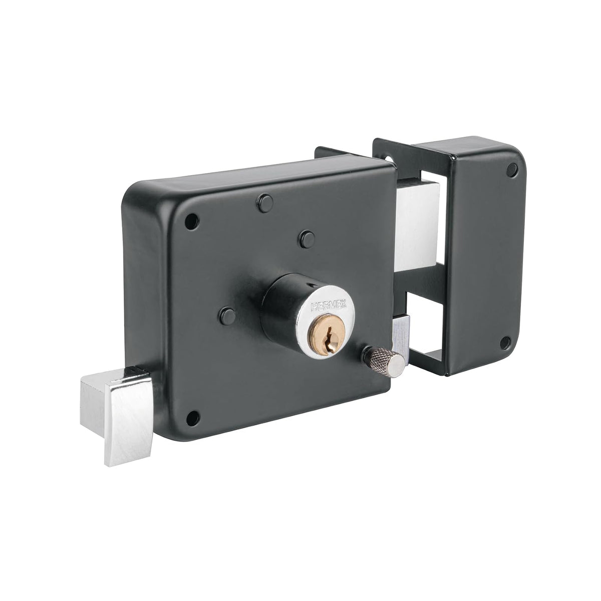 Hermex Cerradura de Sobreponer Instala-fácil Color Negro - Derecha