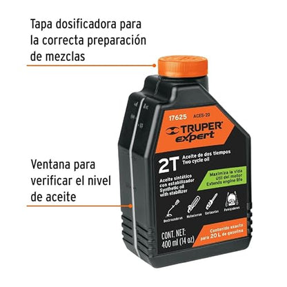 Truper ACT-2T-16, Aceite sintético para motor de dos tiempos, 14 oz