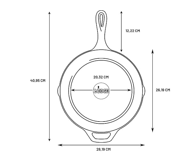Lodge L8SK3 Sartén previamente curado, 26 cm, Negro, 26.03 cm, 26.03 cm