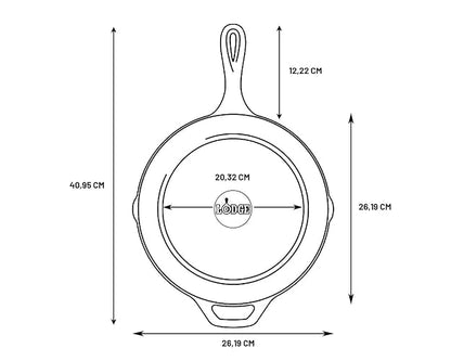 Lodge L8SK3 Sartén previamente curado, 26 cm, Negro, 26.03 cm, 26.03 cm