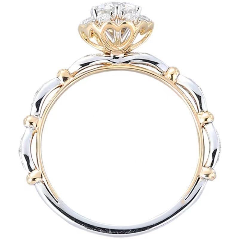 Anillo De Compromiso Mujer, Adjustable Anillos de Promesa S925 Plata Moissanita Diamente, 0.5Ct VVS1