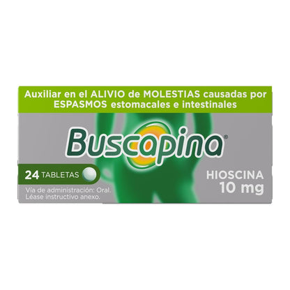Buscapina Auxiliar en el Alivio del Dolor de Panza 24 tabletas. Alivio Eficaz del Dolor, Causados por Espasmos, Cólicos Estomacales e Intestinales