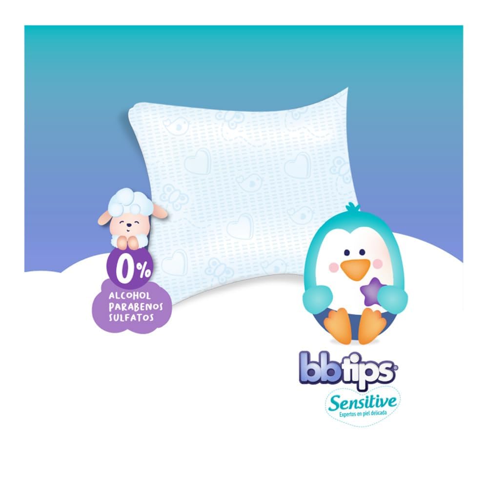 BBtips Sensitive Toallitas Húmedas, Caja con 12 paquetes x 100 piezas, 1200 toallitas
