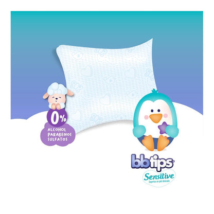 BBtips Sensitive Toallitas Húmedas, Caja con 12 paquetes x 100 piezas, 1200 toallitas