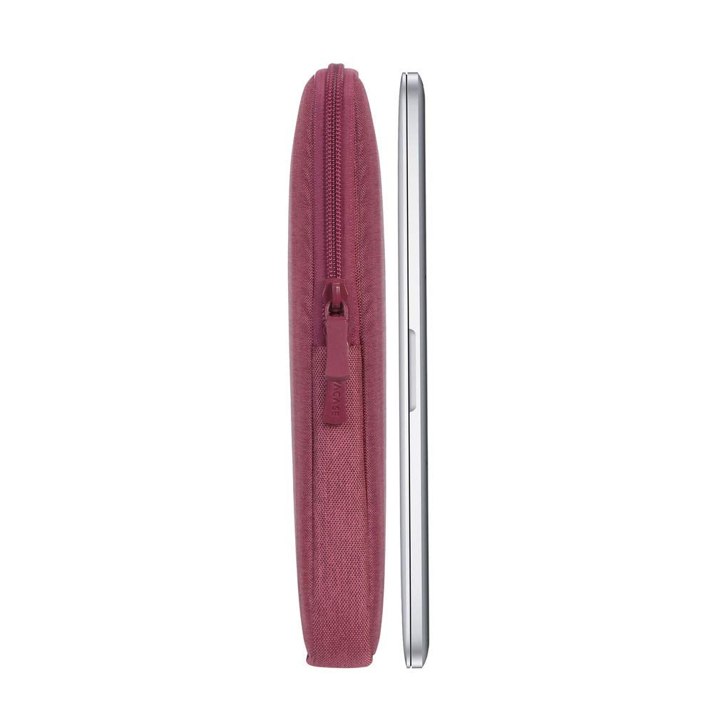 Rivacase 7703 Elegante Funda Roja p MacBook Pro 14 o Ultrabook 13.3". Fabricada con RPET Ecológico Reciclado, Resistente al Agua, Doble Cierre, Protección contra Golpes Accidentales Colección Suzuka