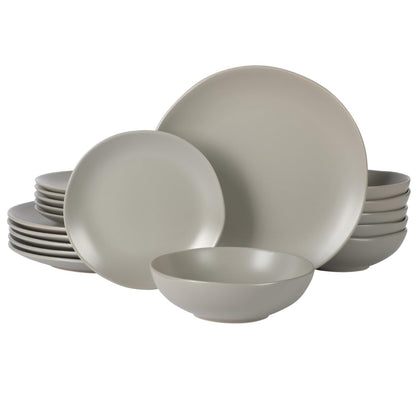 Gibson Home Zuma Vajilla de Gres, Servicio para 4 o 6 - Service for Six (18pcs) - Gris Mate (Betel)