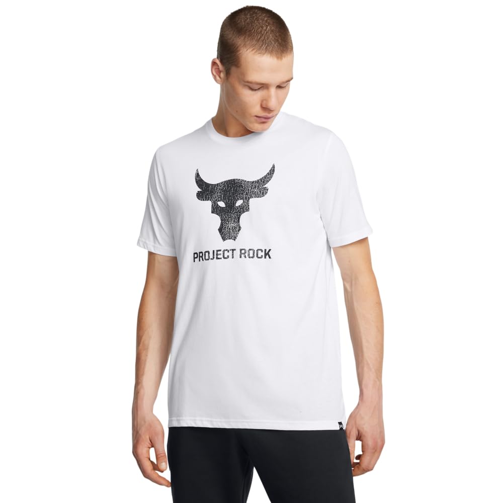 Under Armour Project Rock Payoff - Playera de Manga Corta para Hombre - (100) Blanco - Negro - G