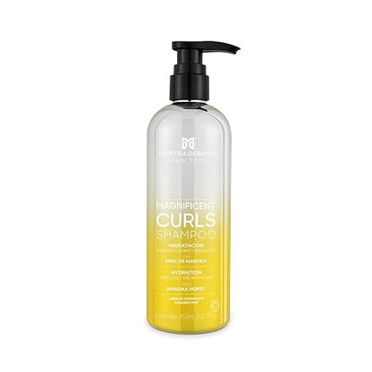 MARTHA DEBAYLE Shampoo MAGNIFICENT CURLS. Boost de hidratación para pelo chino y ondulado. Con miel de Manuka nutritiva. Sin parabenos y ftalatos. 450 ml