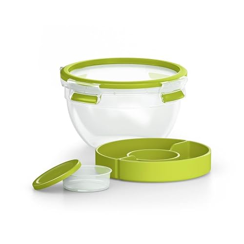 Tefal Contenedor hermético K3100112 Master To Go Box de plástico para Ensalada 0.6 L, Libre de BPA, Compartimiento para aderezos y Semillas