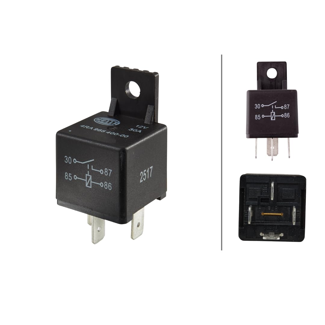 Hella Minirelé de Corriente de Trabajo 4RA 965 400-001, 12V 4 Pines, Resistencia 90 Ohmios