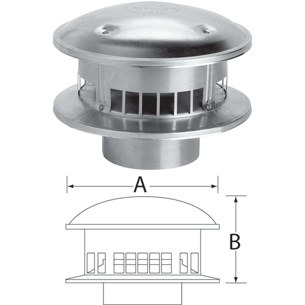 SELKIRK 104800 Gas ventilación Tipo B, tapa de 4"