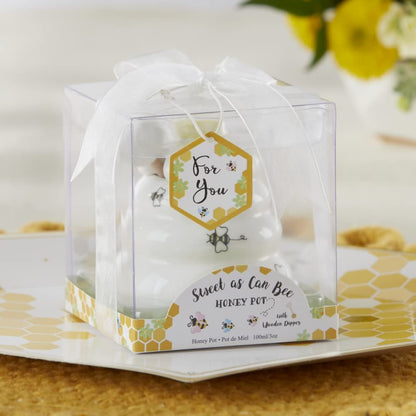Kate Aspen Sweet as Can Bee - Mini olla de cerámica con salsa de miel de madera (3.4 onzas) tarro de miel, decoración de abejas, blanco/amarillo (23261WT)