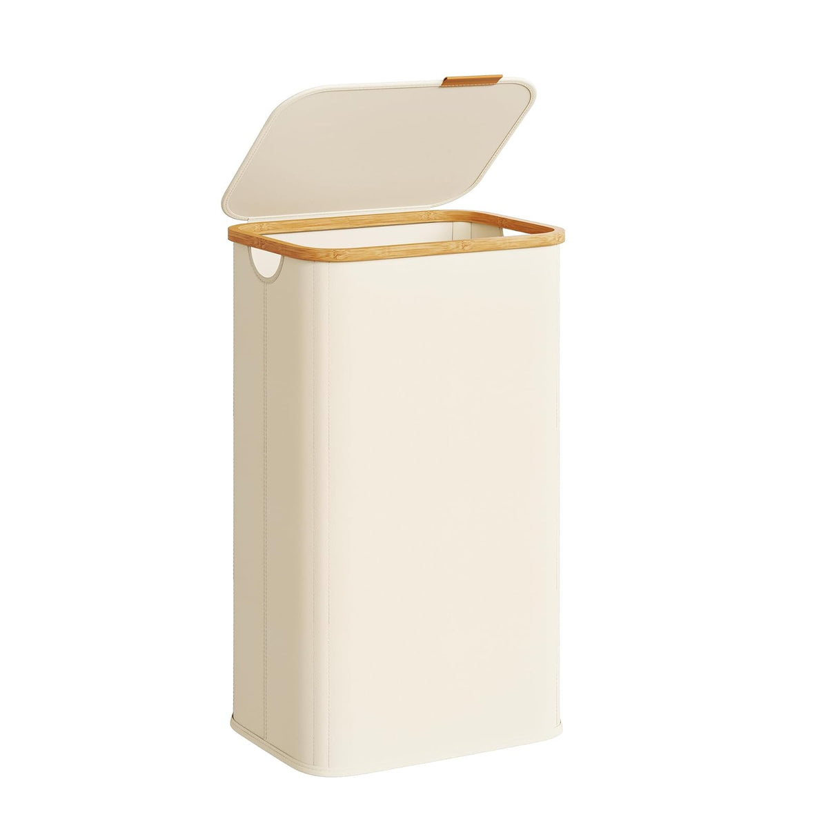 SONGMICS Organizador de Colada, Cesto para Ropa, Tela Oxford, Plegable, Bambú, Baño, Dormitorio, 100 L, Blanco Crema MLCB518WD01 - Blanco crema - 100 L