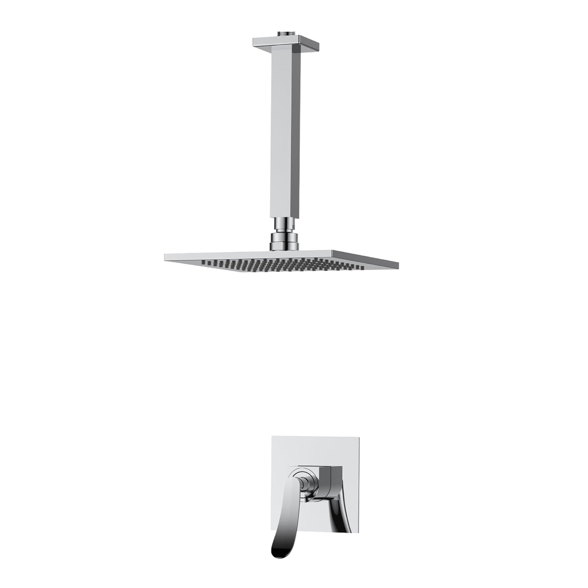 Interceramic Conjunto de regadera Cuadrada Monomando de Techo Dublín en Cromo Pulido | Cabezal Giratorio 360° | con Llave Mezcladora | Cartucho Cerámico antigoteo