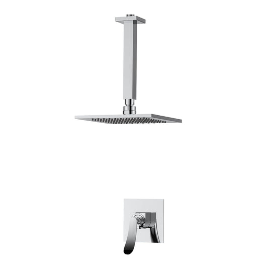 Interceramic Conjunto de regadera Cuadrada Monomando de Techo Dublín en Cromo Pulido | Cabezal Giratorio 360° | con Llave Mezcladora | Cartucho Cerámico antigoteo