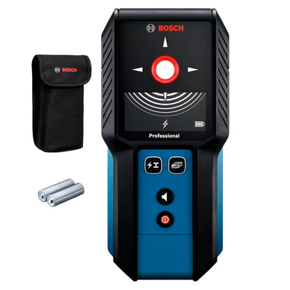Bosch GMS120-27 Escáner de Pared | Escáner detector de pared multifunción con indicación central, buscador de pernos de metal para electricistas