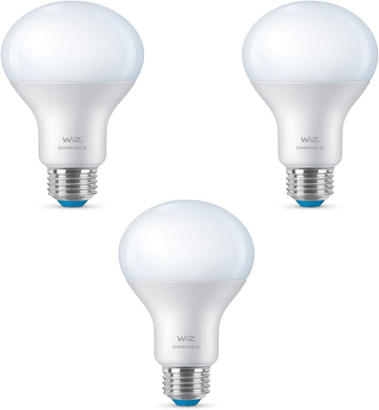 WiZ 100W Eq. foco LED inteligente A21 de 14,5 W, luz diurna (5000 K), paquete de 3 – 1600 lúmenes, E26, interior – Se conecta a tu Wi-Fi existente – Control con voz o aplicación – Activar con