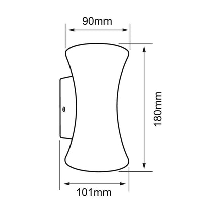 Tecnolite Lámpara Exterior de Muros LED 12W 100-240V 3000K 600 lm, Negro, 12HLED416MV30N