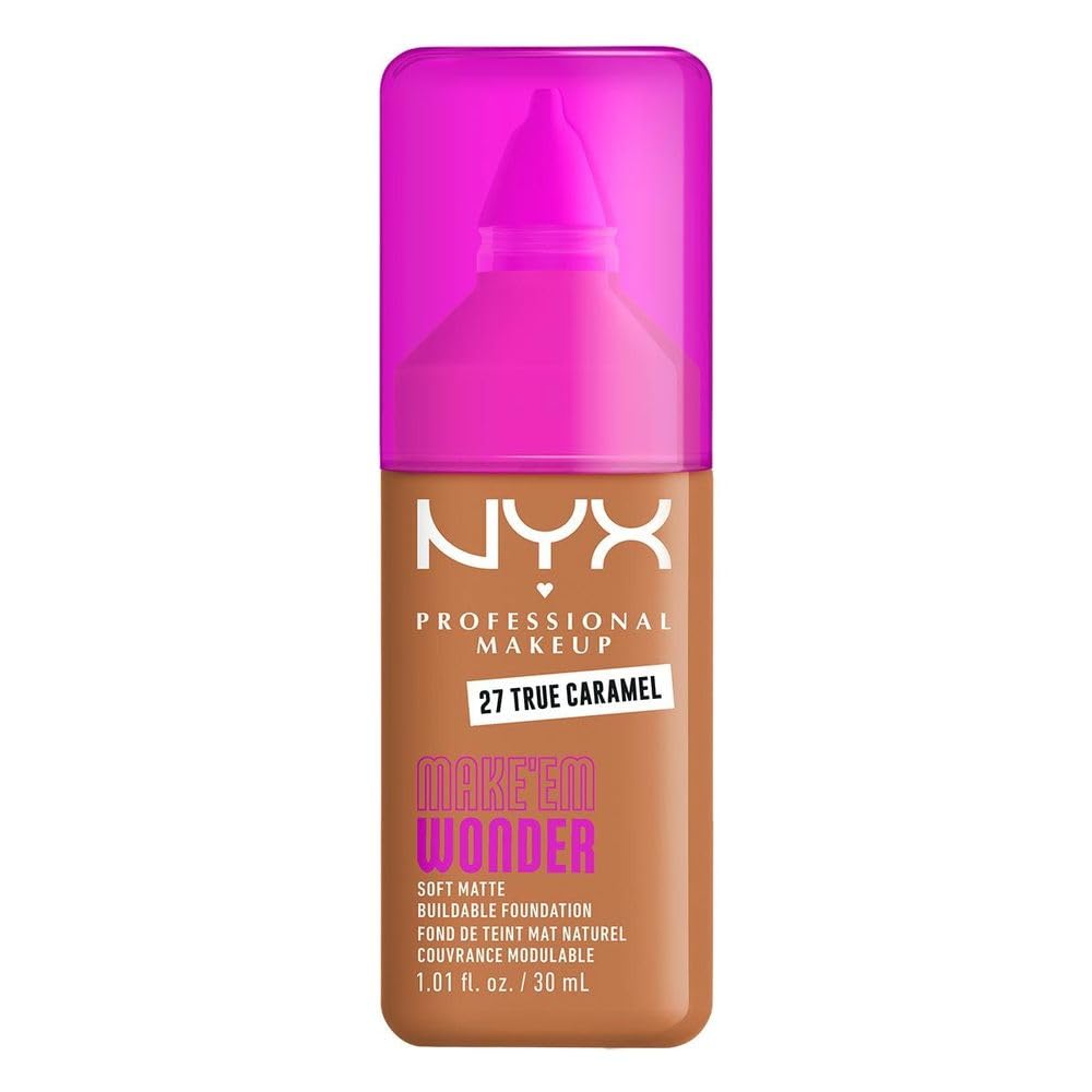 NYX Make 'Em Wonder Base de Maquillaje Mate, Tono Buff - TRUE CARAMEL