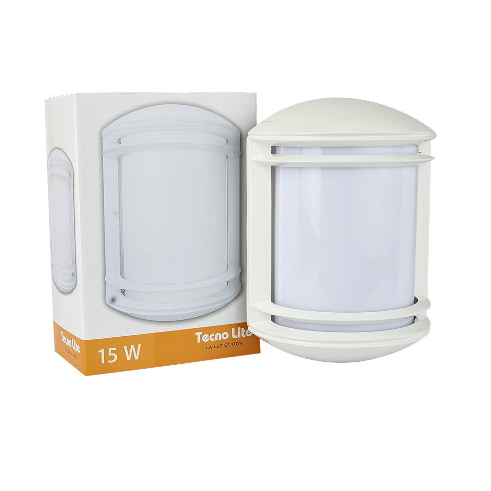 Tecnolite - Lámpara Exterior Urbino para Sobreponer en Muro y Pared de Color Satinado. Potencia 60 W, Base E27, Protección IP44 a Prueba de Polvo y Agua