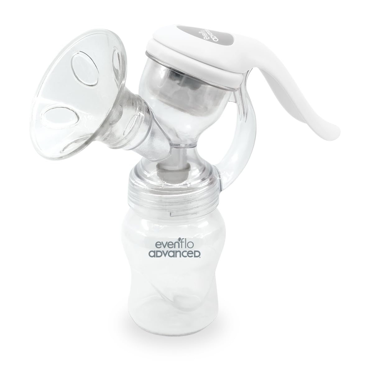 Evenflo Advanced Extractor de Leche Manual, Diseño Ergonómico con Almohadillas de Masaje, Compatible con Biberones Evenflo, Libre de BPA, 1 Pieza