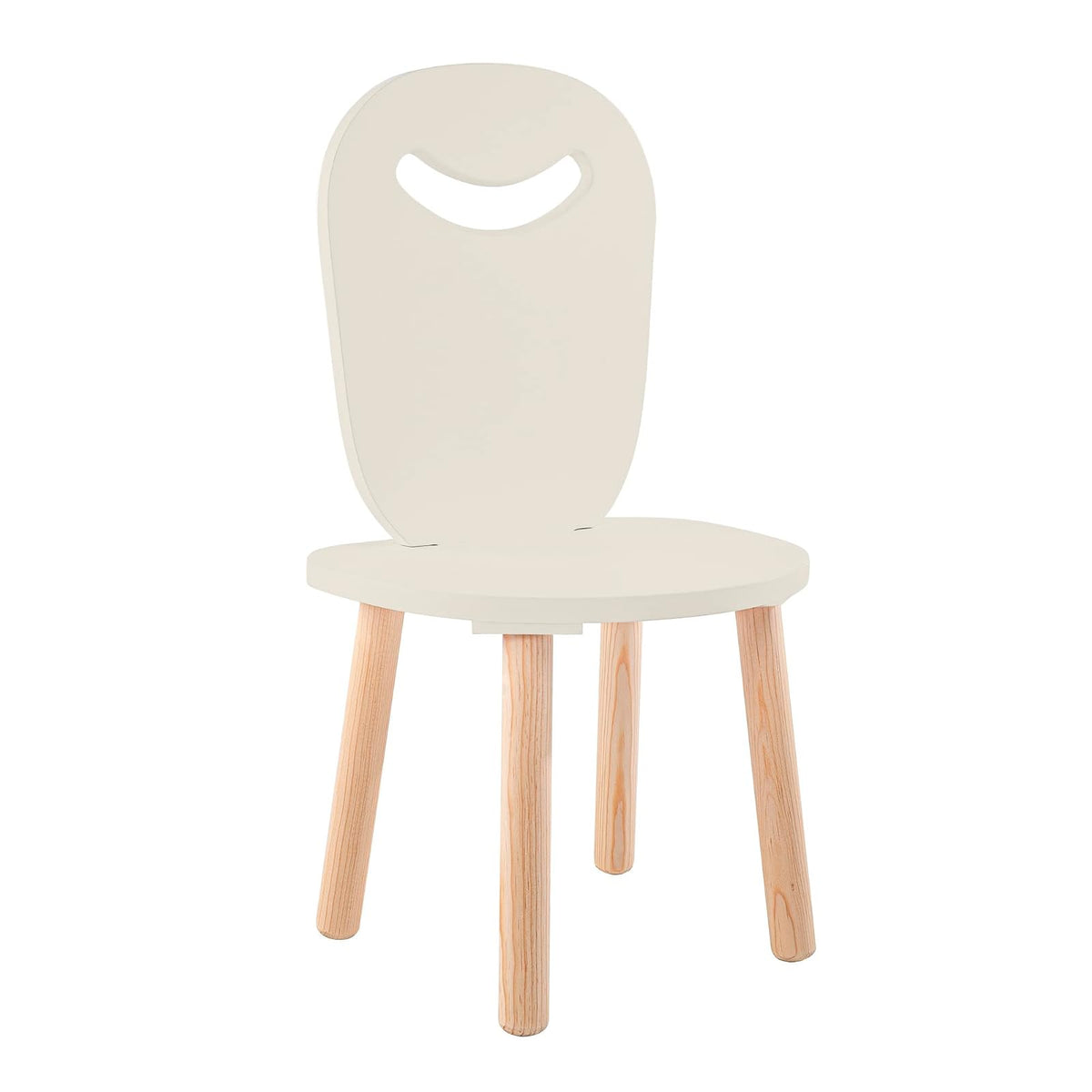 DUDUK Silla Moderna Infantil de Madera (Blanco ostión)